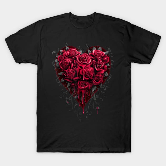 Bleeding Heart - Gothic Roses - Spiral Original T-Shirt by The Full Moon Shop